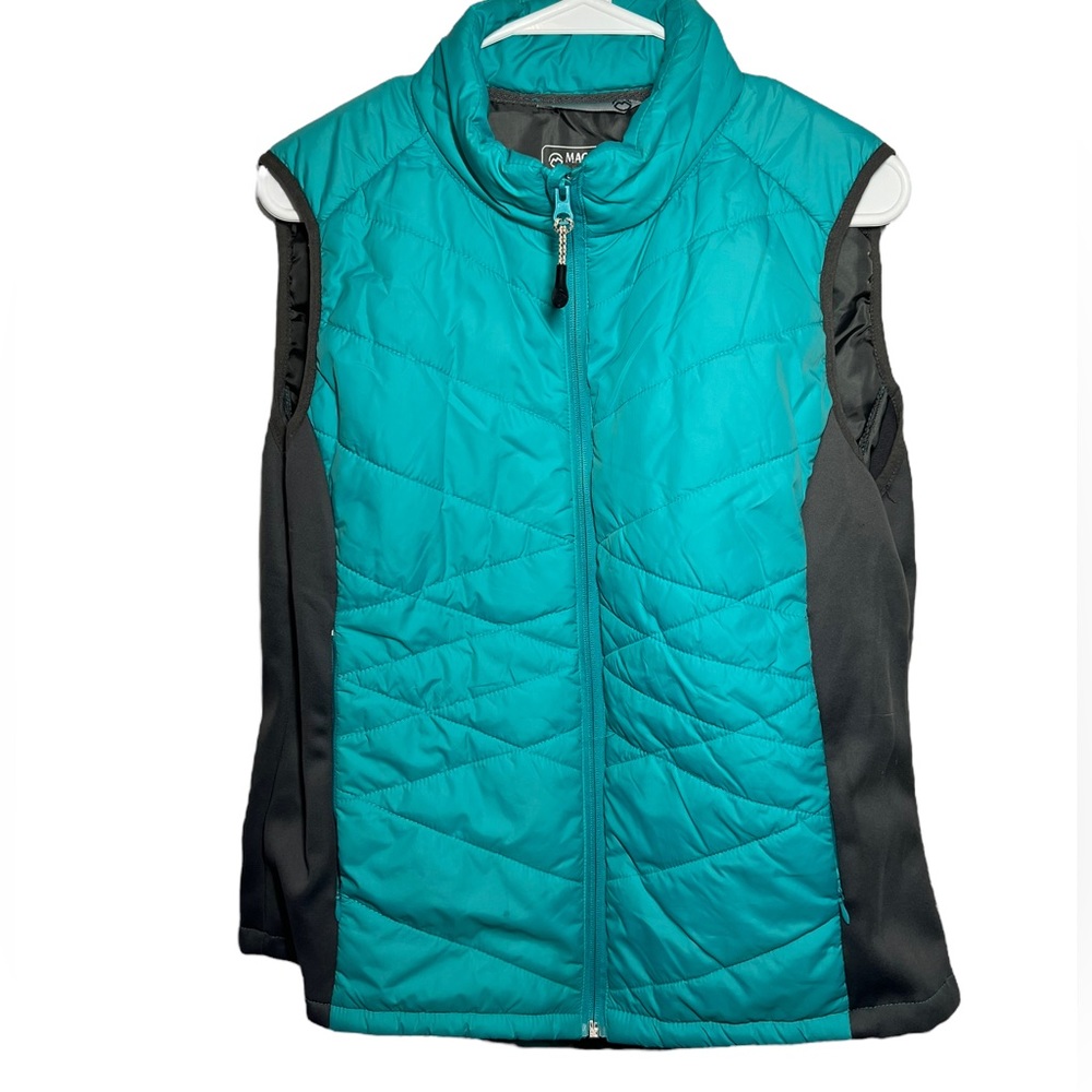 Magellan Puffer Vest in Teal and Gray
